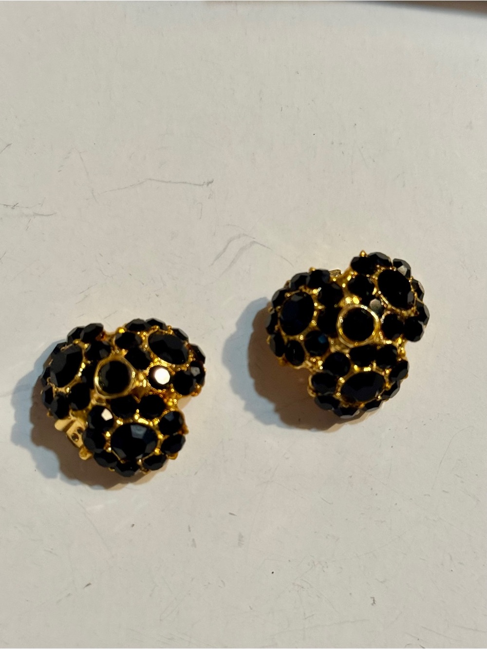 Gold-Tone Black Cluster Clip-On Earrings